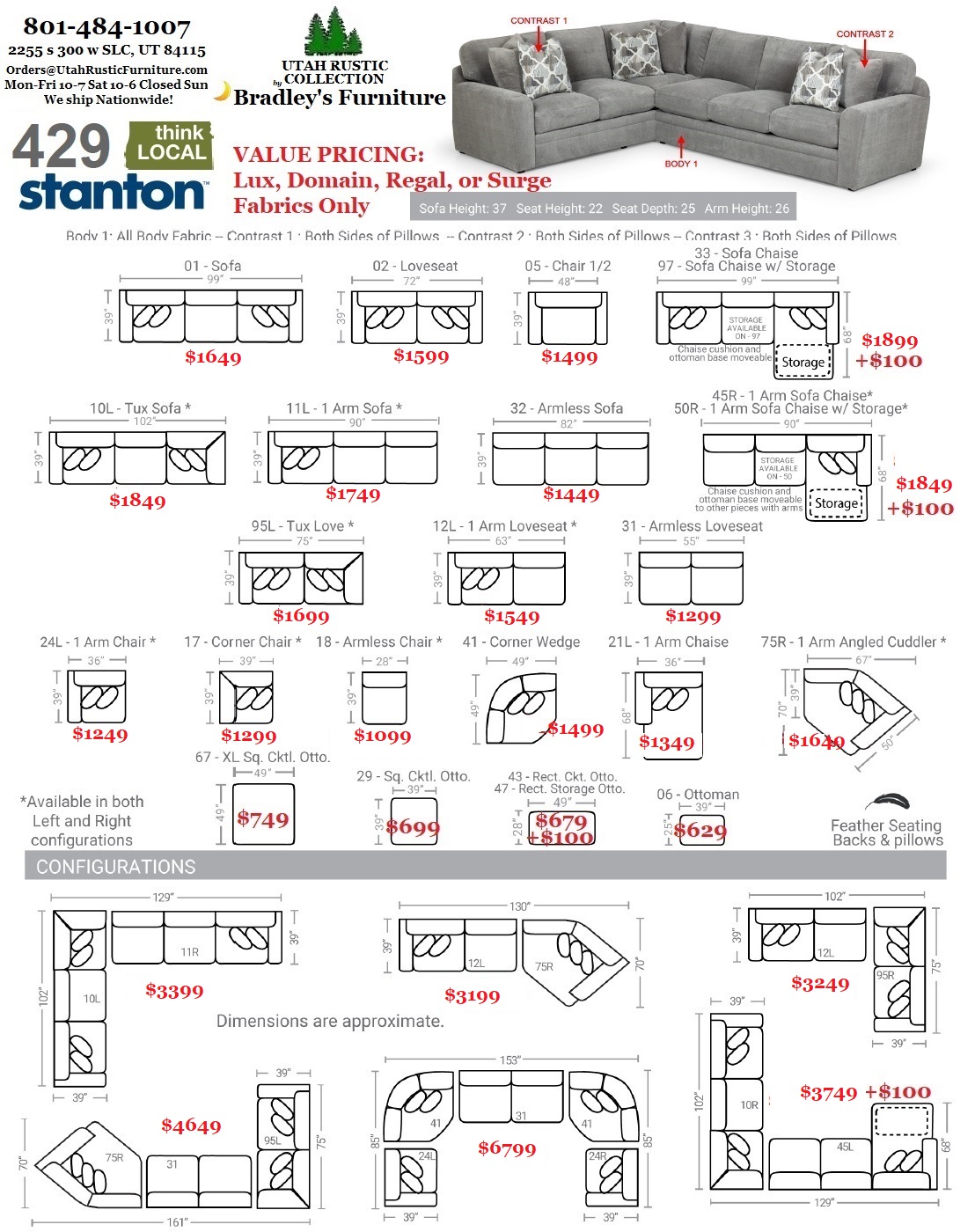 Domain dove 3pc online sectional by stanton